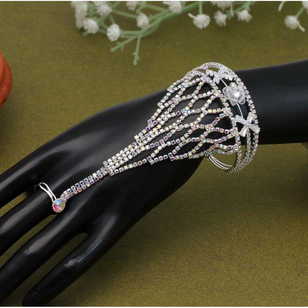 Women's White Color Hathphool Adjustable Bracelet