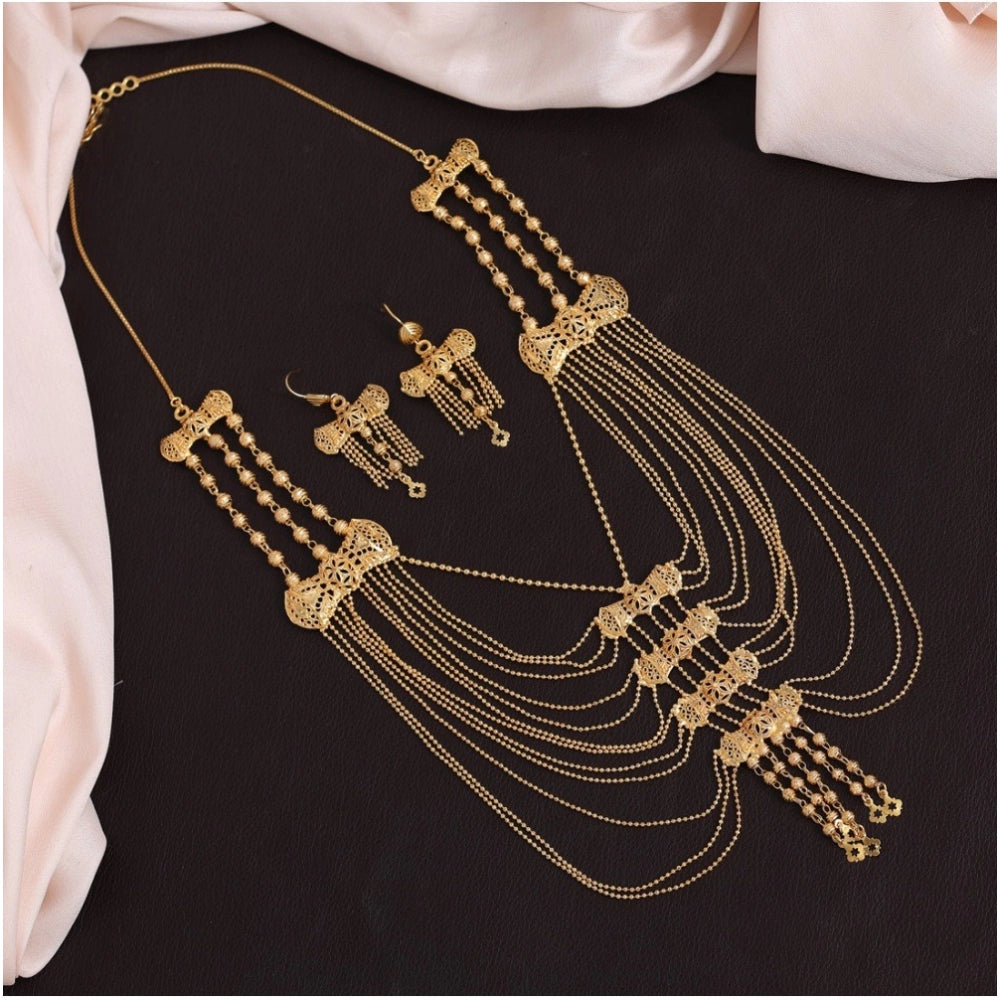 Women's Gold Color Gold Plated Necklace Set Adjustable Chain