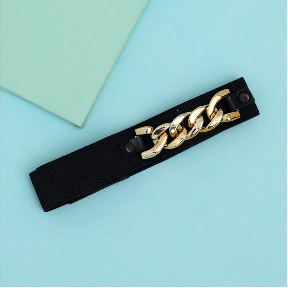 Women's Gold &amp; Black Color Kamarband Elastic Waist Belt For Women//Girls Adjustable Hip Belt