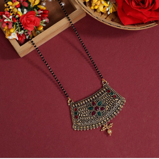 Women's Maroon &amp; Green Color Mangalsutra