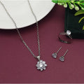 Generic Women's Silver Color Stone Locket Pendant Set Adjustable Ring