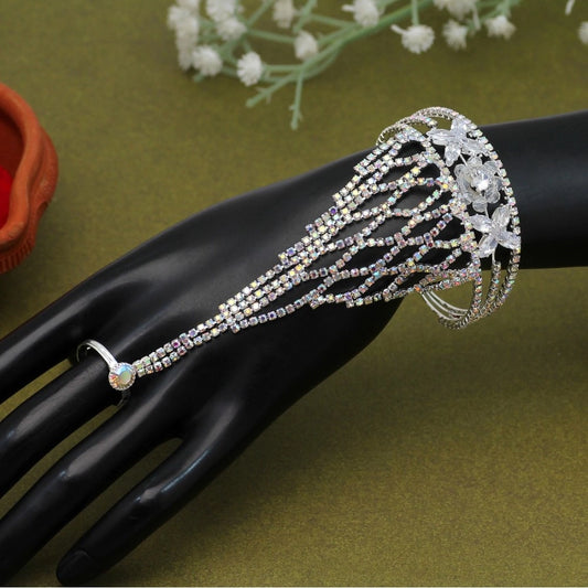 Women's White Color Hathphool Adjustable Bracelet