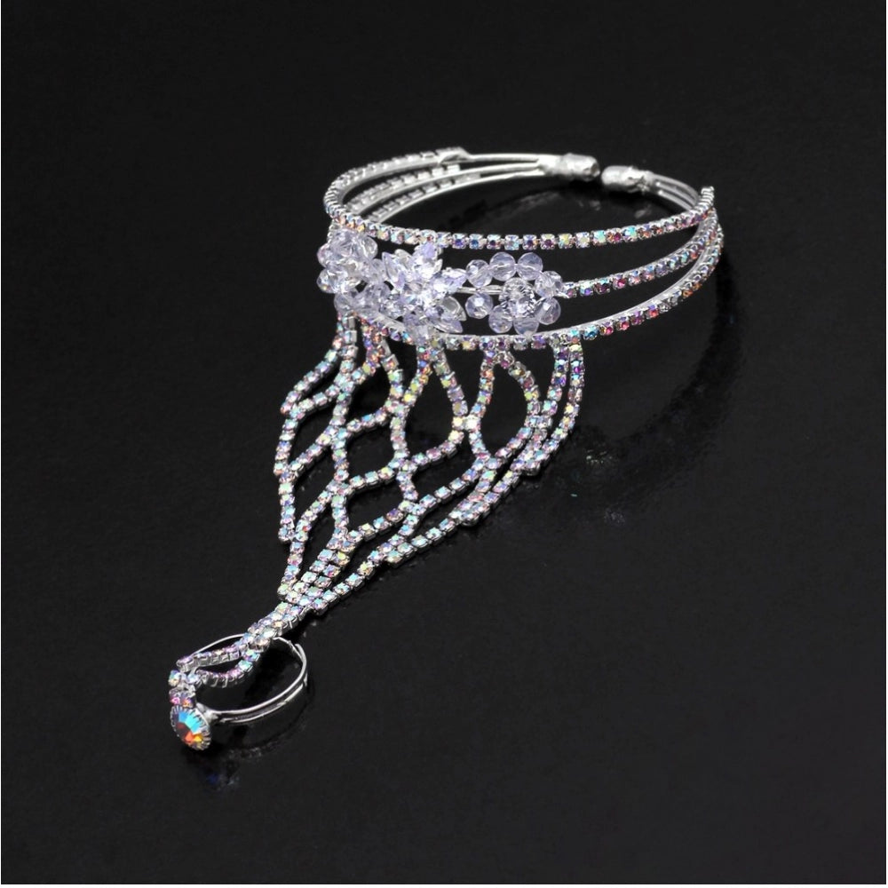 Generic Women's White Color Hathphool Adjustable Bracelet