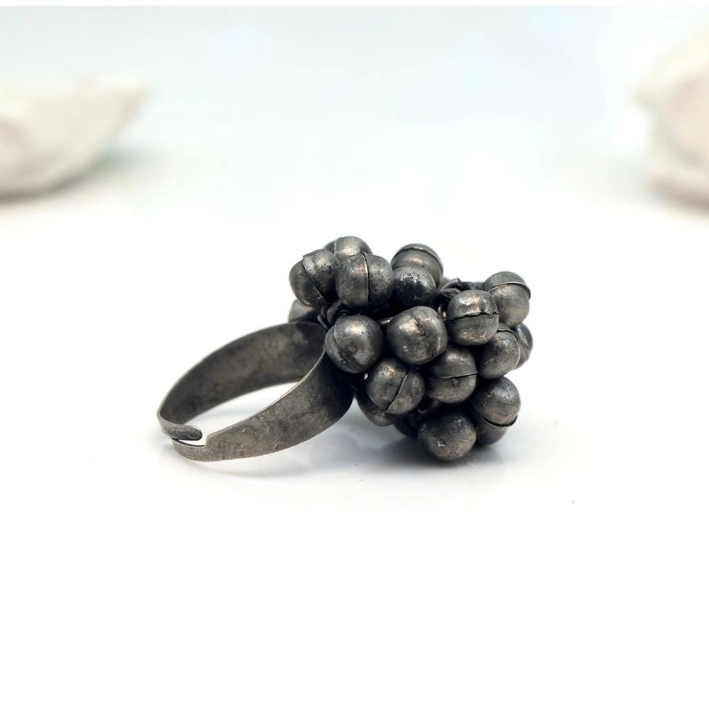 Women's Silver Color Oxidised Adjustable Ring