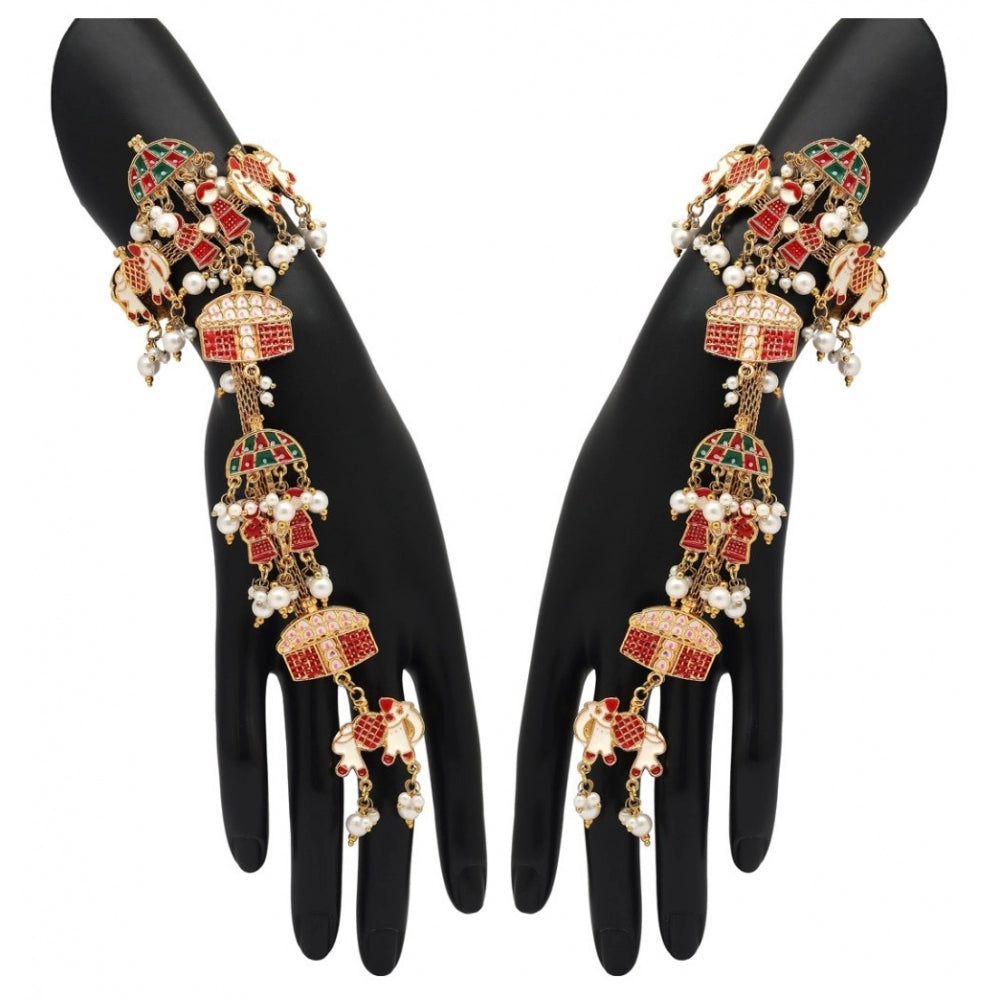 Women's Multi Color Meenakari Work Hathphool Adjustable Chain