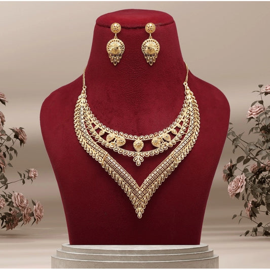 Women's Gold Color Gold Plated Necklace Set Adjustable Chain