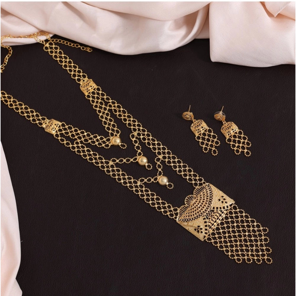 Women's Gold Color Gold Plated Necklace Set Adjustable Chain