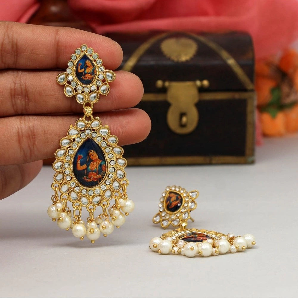 Women's Multi Color Kundan Kundan Earrings