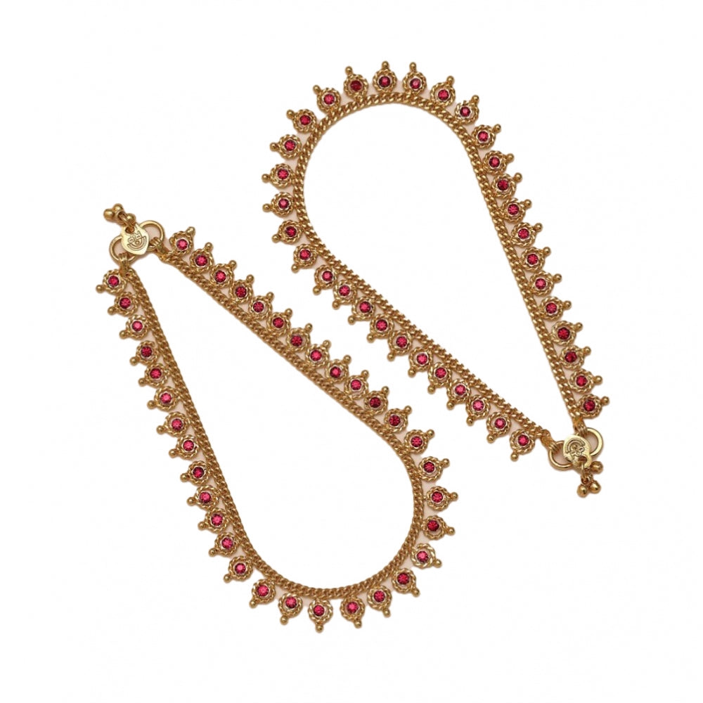 Generic Women's Rani Color Anklets (Free Size: Upto 10")
