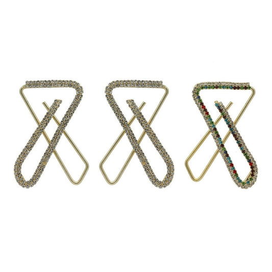 Women's Multi Color Use Saree Hijab Pins Safety Pins Stone Brooch Clip On X Pins For Women Combo Of 3 Pieces