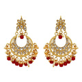 Generic Women's Maroon Color Imitation &amp; Kundan Earrings