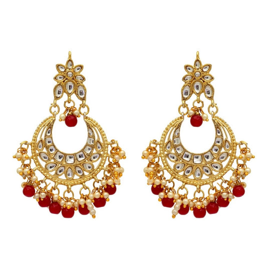 Women's Maroon Color Imitation &amp; Kundan Earrings