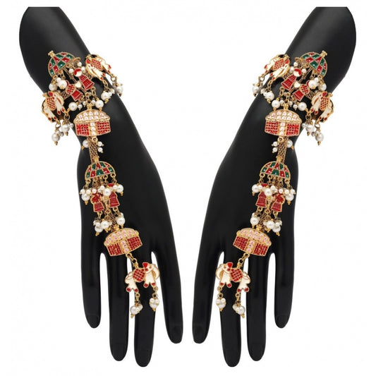 Women's Multi Color Meenakari Work Hathphool Adjustable Chain