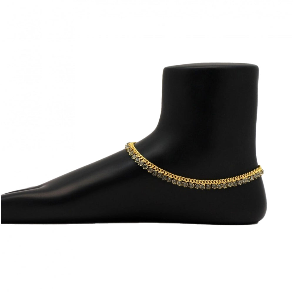 Women's Gray Color Rhinestone Anklets (Free Size: Upto 10")
