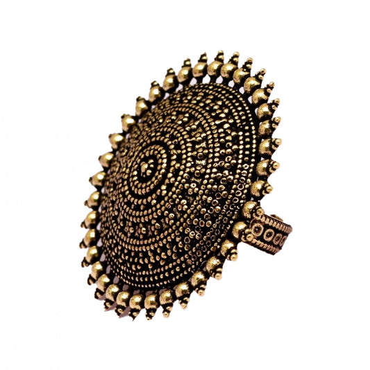 Women's Gold Color Oxidised Adjustable Ring