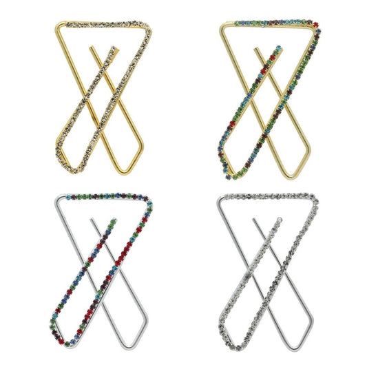 Women's Multi Color Use Saree Hijab Pins Safety Pins Stone Brooch Clip On X Pins For Women Combo Of 4 Pieces