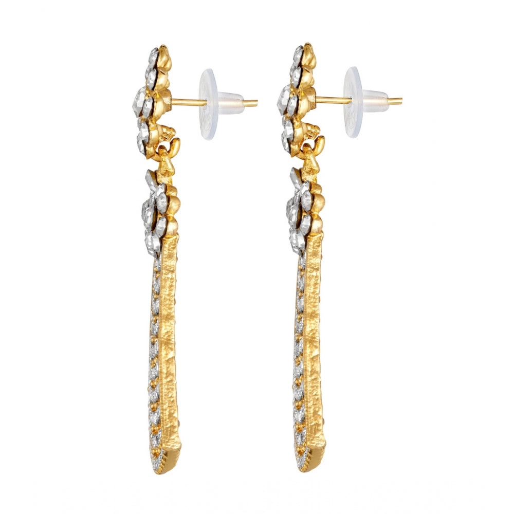 Generic Women's Rose Gold Plated Alloy Earrings (White)