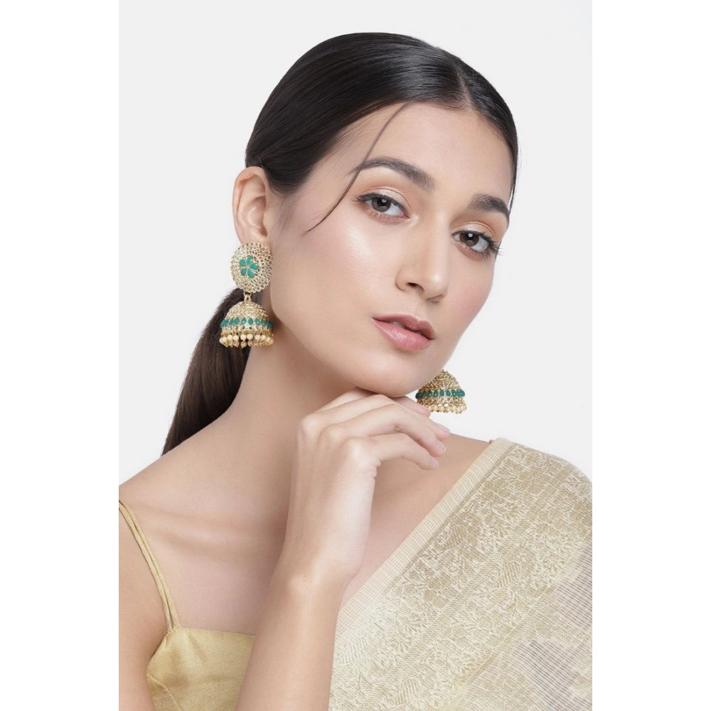 Women's Rose Gold Plated Alloy Earrings (Green)