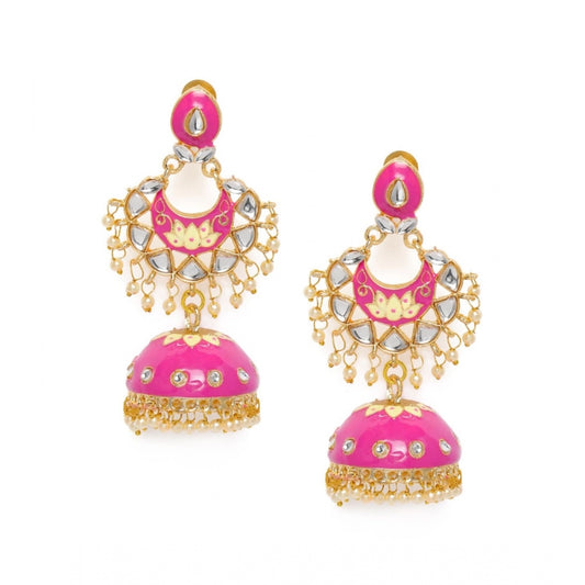 Women's Rose Gold Plated Alloy Earrings (Pink)
