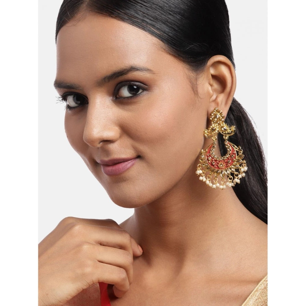 Women's Rose Gold Plated Alloy Earrings (Gold)
