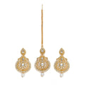 Generic Women's Rose Gold Plated Alloy Kundan Earrings &amp; Mangtikka (White)
