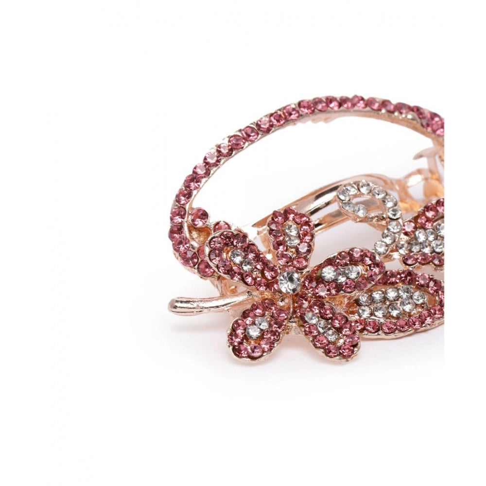 Generic Women's Rose Gold Plated Alloy Hair Pin Set (Pink)