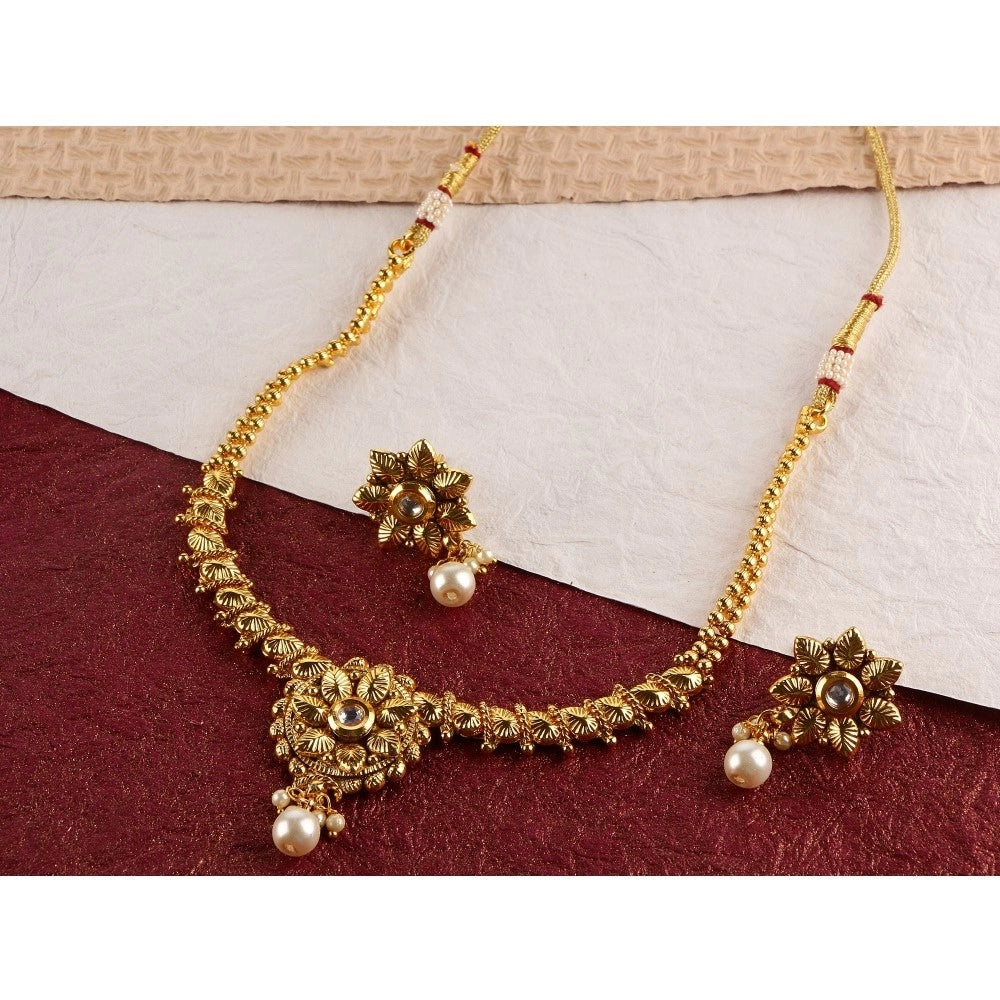 Generic Women's Rose Gold Plated Alloy Necklace &amp; Earings Set (Gold)