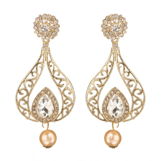 Women's Rose Gold Plated Alloy Earrings (White)