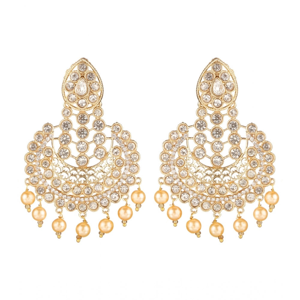 Generic Women's Rose Gold Plated Alloy Earrings (White)