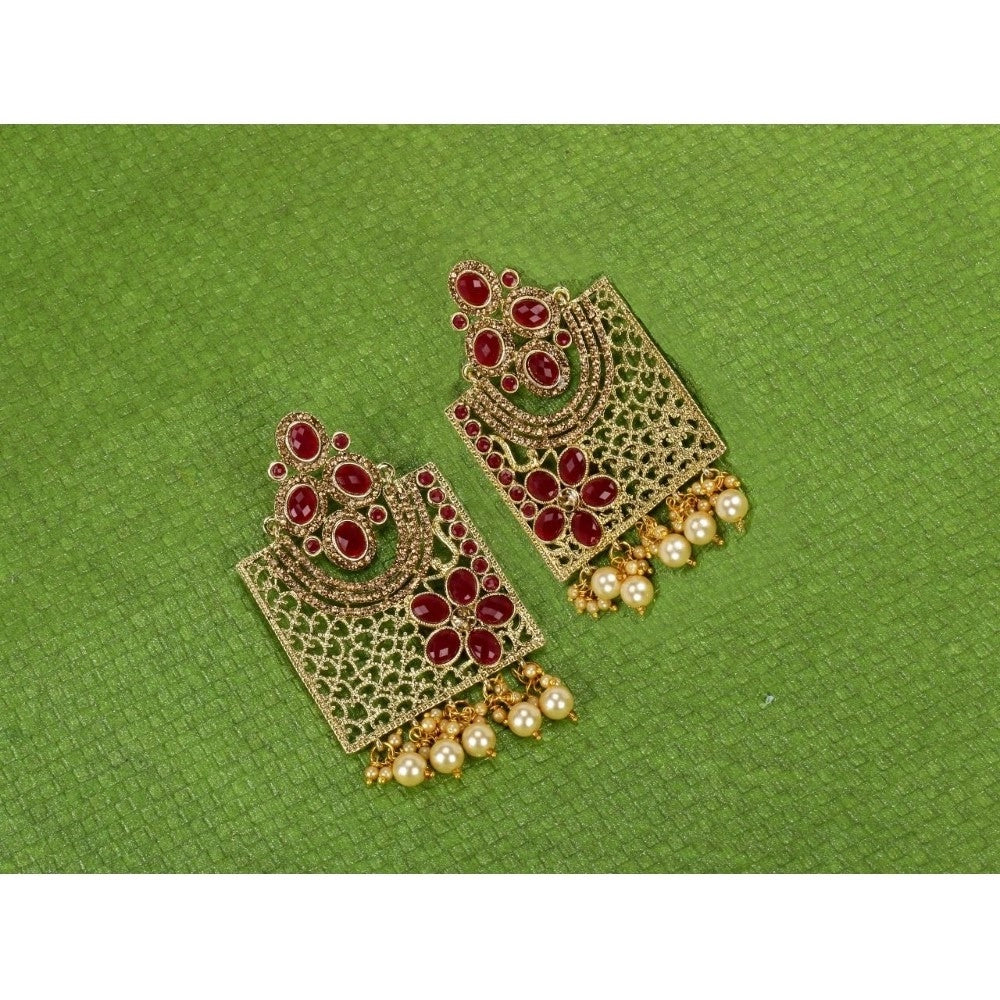 Women's Rose Gold Plated Alloy Earrings (Gold &amp; Pink)