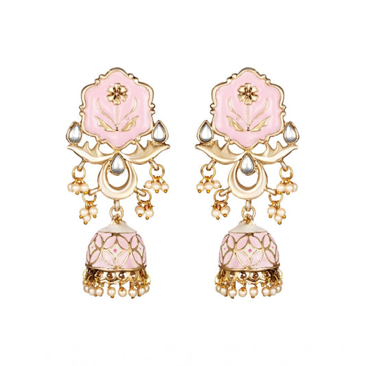 Women's Rose Gold Plated Alloy Earrings (Pink)