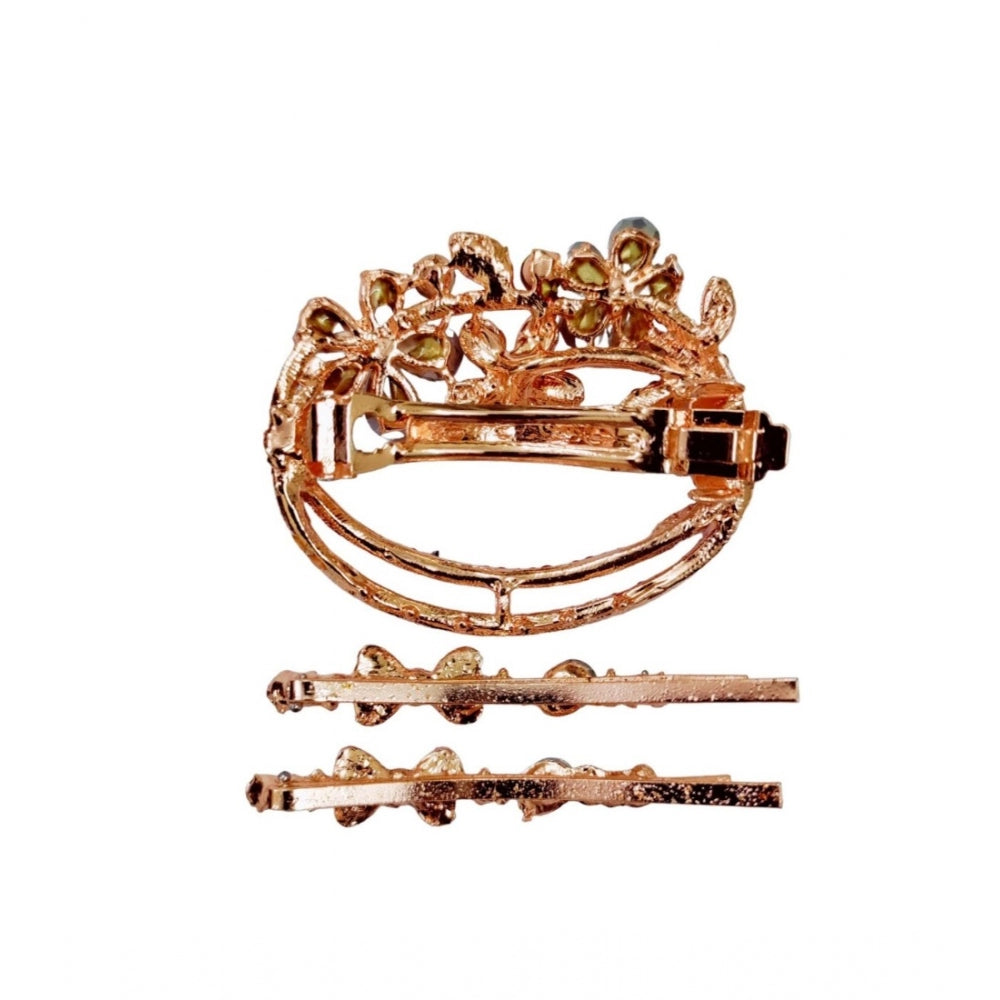 Generic Women's Rose Gold Plated Alloy Hair Pin Set (Red)