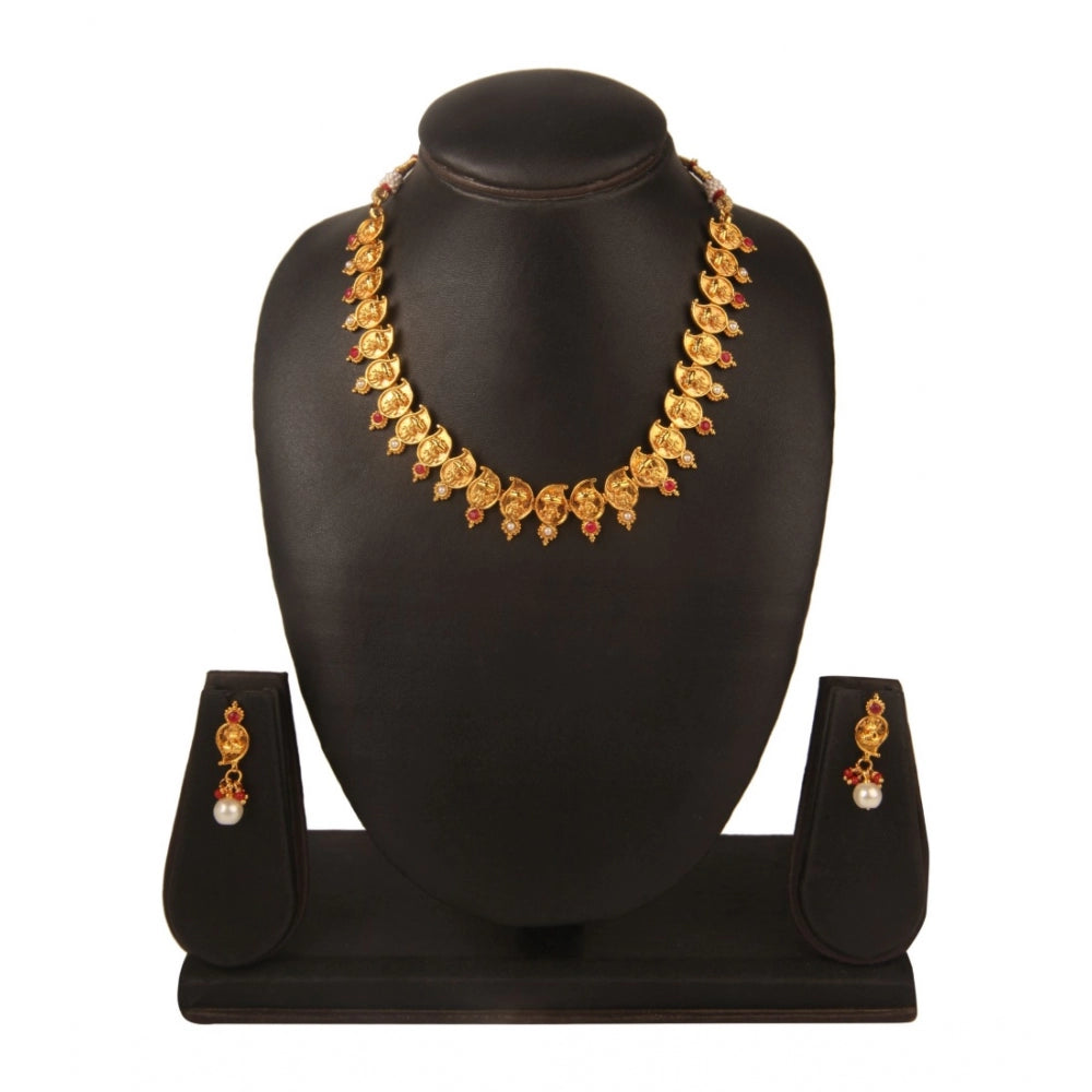 Generic Women's Rose Gold Plated Alloy Jewellery Set (Red &amp; White)