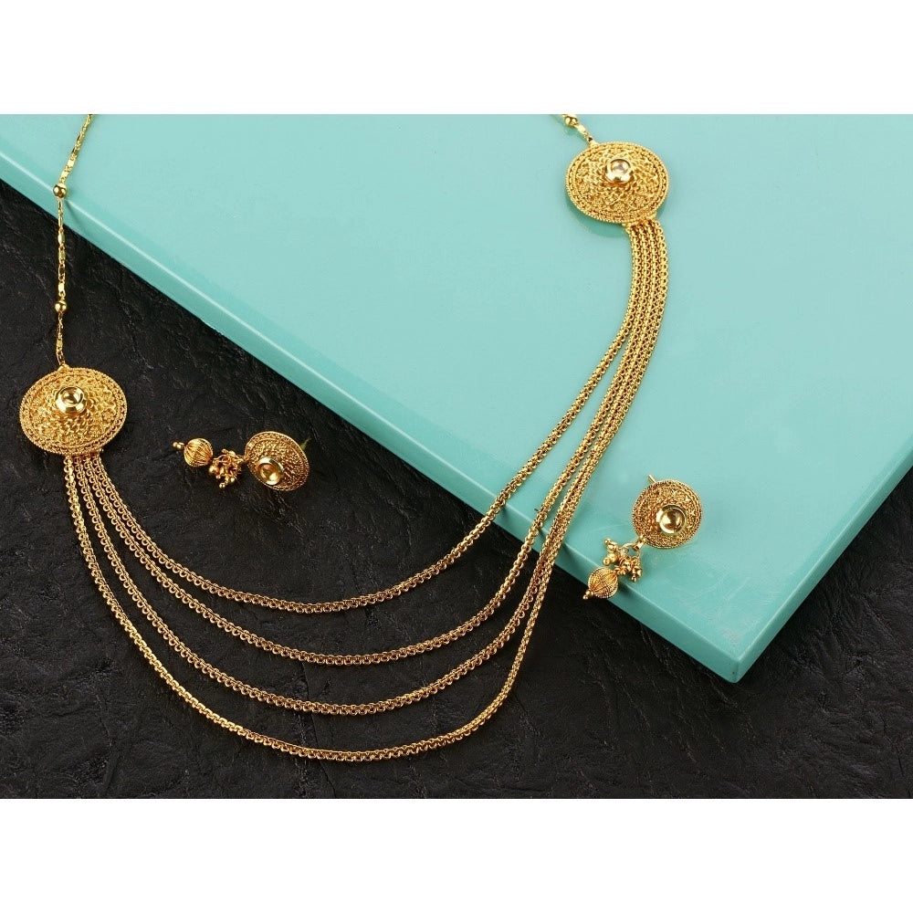 Generic Women's Rose Gold Plated Alloy Long Haram Jewellery Set (Gold)