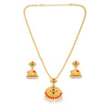 Generic Women's Rose Gold Plated Alloy Jewellery Chain Pendant Sets (Gold &amp; Red)