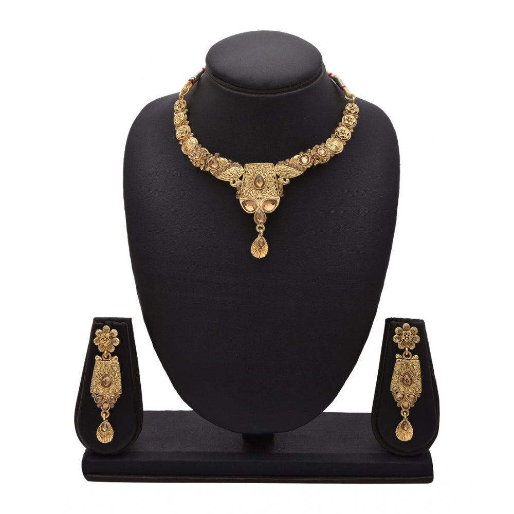 Generic Women's Rose Gold Plated Alloy Necklace &amp; Earings Set (Gold)