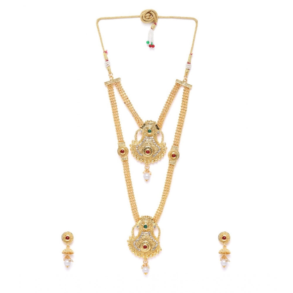 Generic Women's Rose Gold Plated Alloy Necklace &amp; Earings Set (Gold)