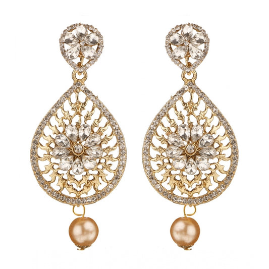 Women's Rose Gold Plated Alloy Earrings (White)