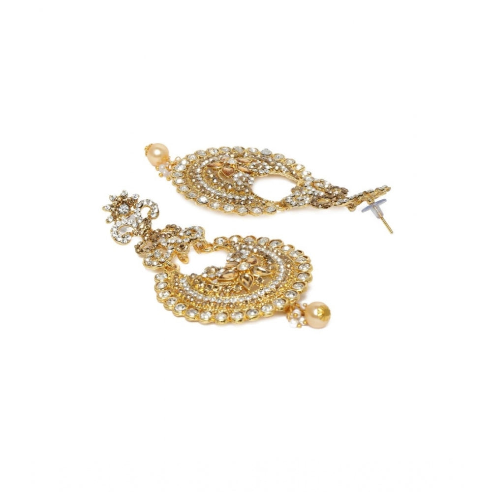 Women's Rose Gold Plated Alloy Earrings (White)