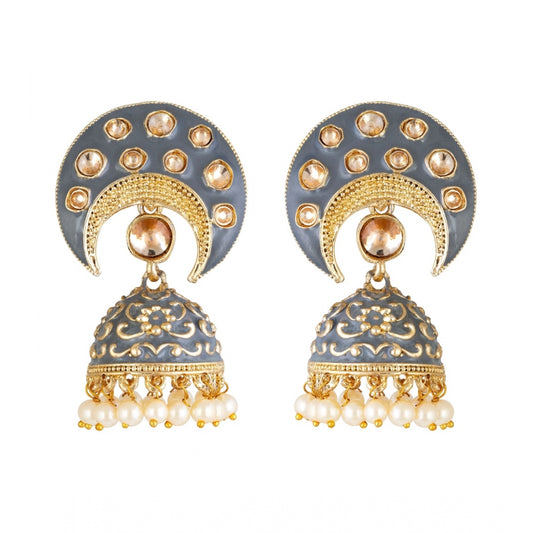 Women's Rose Gold Plated Alloy Earrings (Gold &amp; Grey)