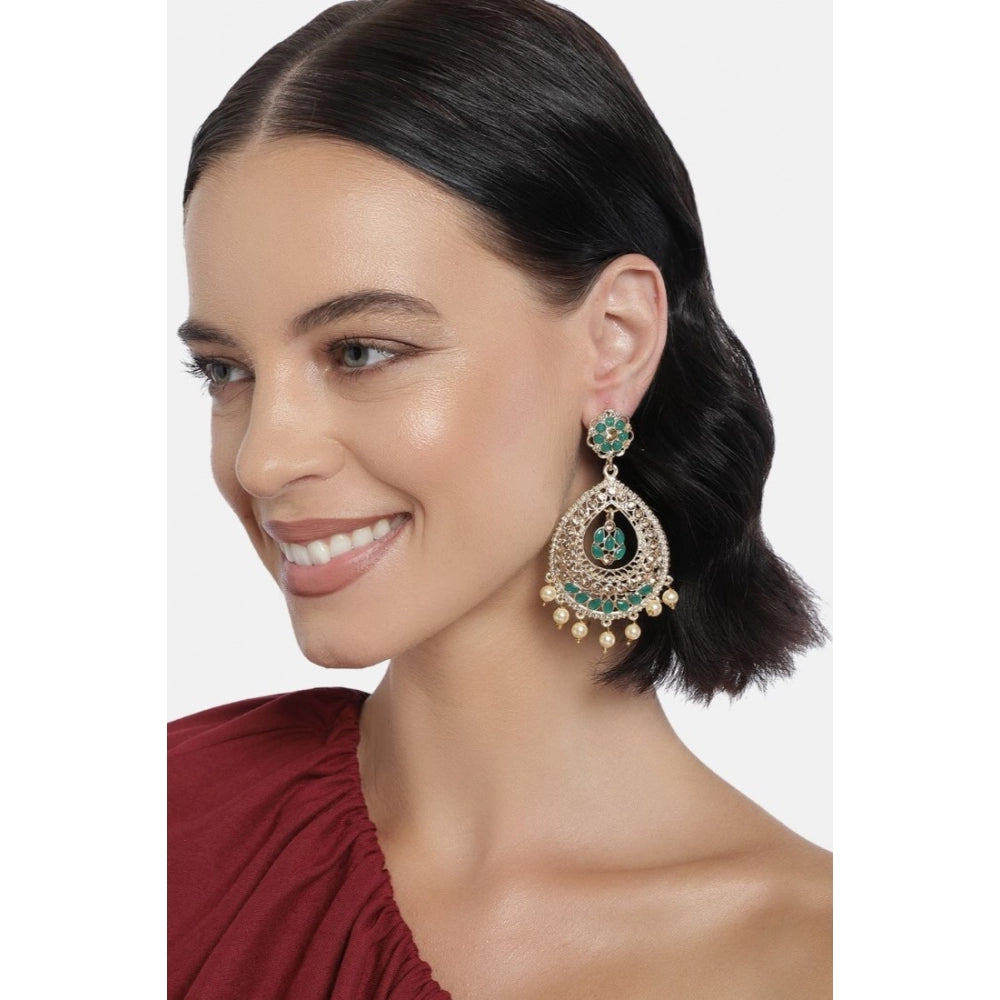Women's Rose Gold Plated Alloy Earrings (Green)
