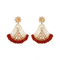Generic Women's Rose Gold Plated Alloy Earrings (Maroon)
