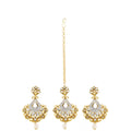 Generic Women's Rose Gold Plated Alloy Kundan Earrings &amp; Mangtikka (White)