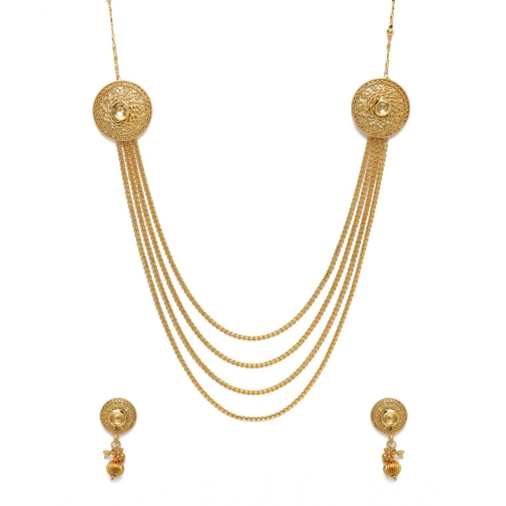 Generic Women's Rose Gold Plated Alloy Long Haram Jewellery Set (Gold)