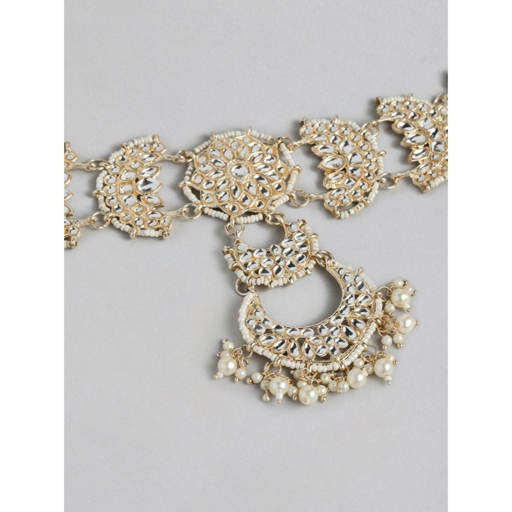 Women's Rose Gold Plated Alloy Matha Patti (White)
