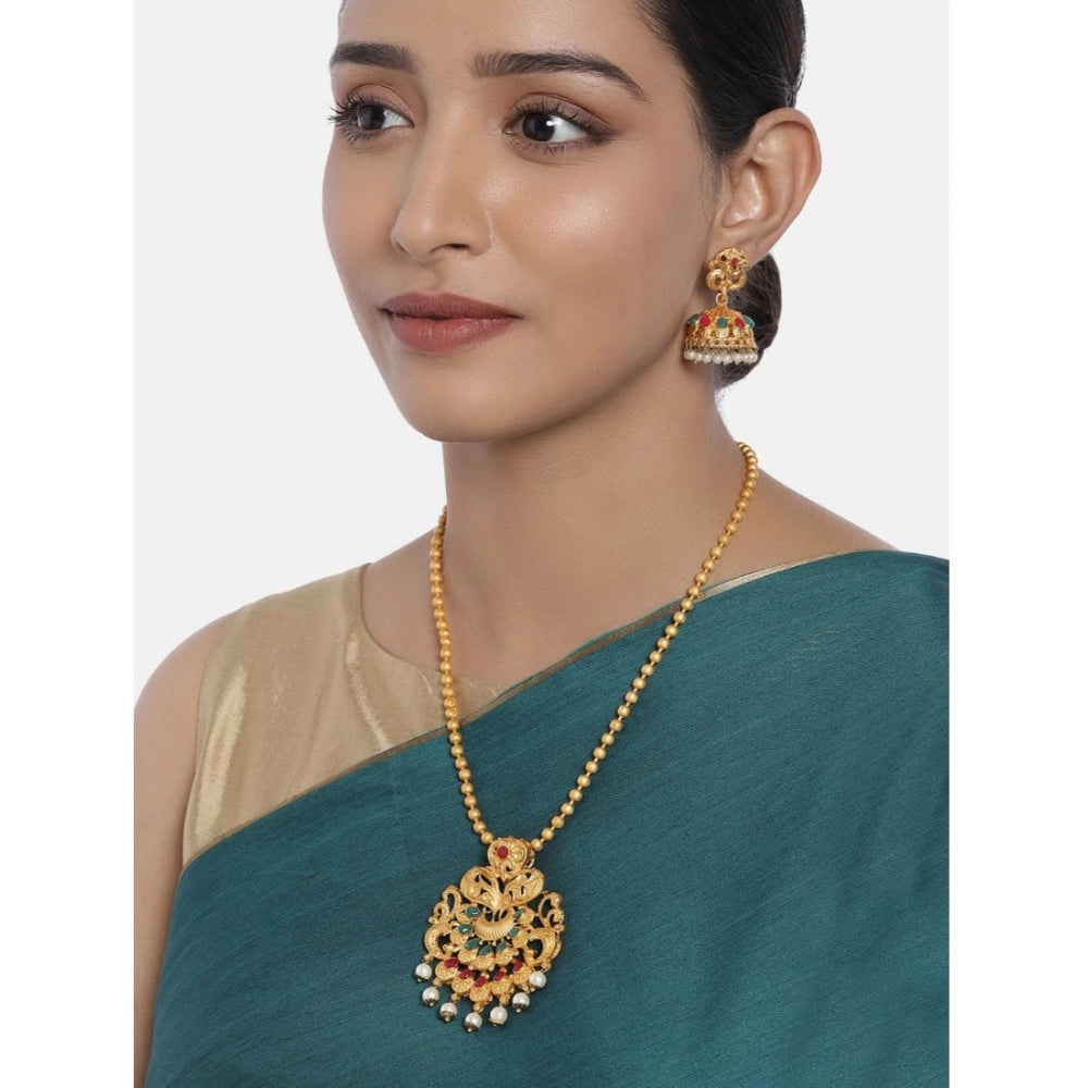 Generic Women's Rose Gold Plated Alloy Necklace &amp; Earings Set (Gold)