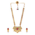 Generic Women's Rose Gold Plated Alloy Necklace &amp; Earings Set (Green &amp; Red)