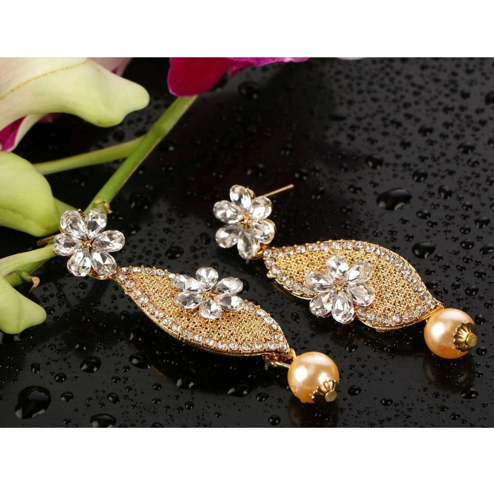 Generic Women's Rose Gold Plated Alloy Earrings (White)