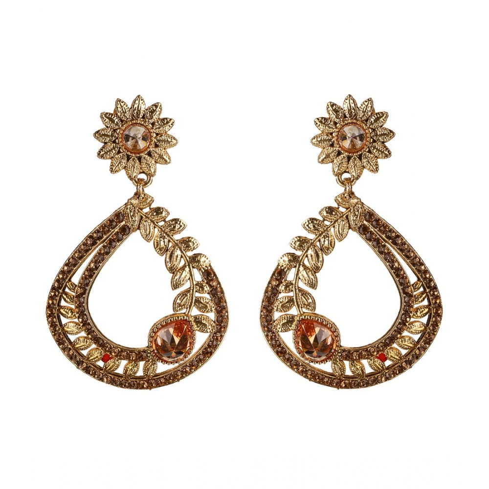 Generic Women's Rose Gold Plated Alloy Earrings (Gold)