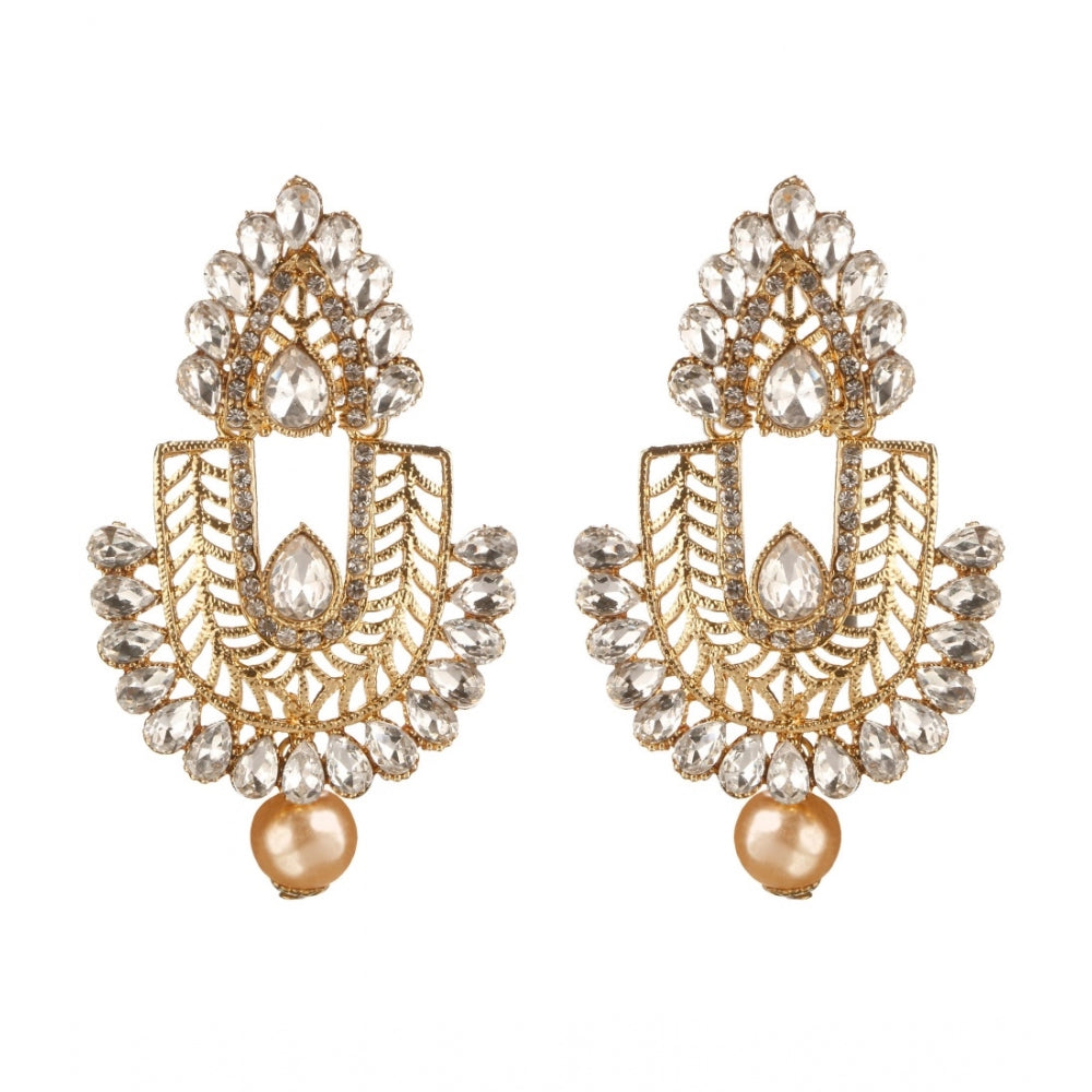 Generic Women's Rose Gold Plated Alloy Earrings (White)